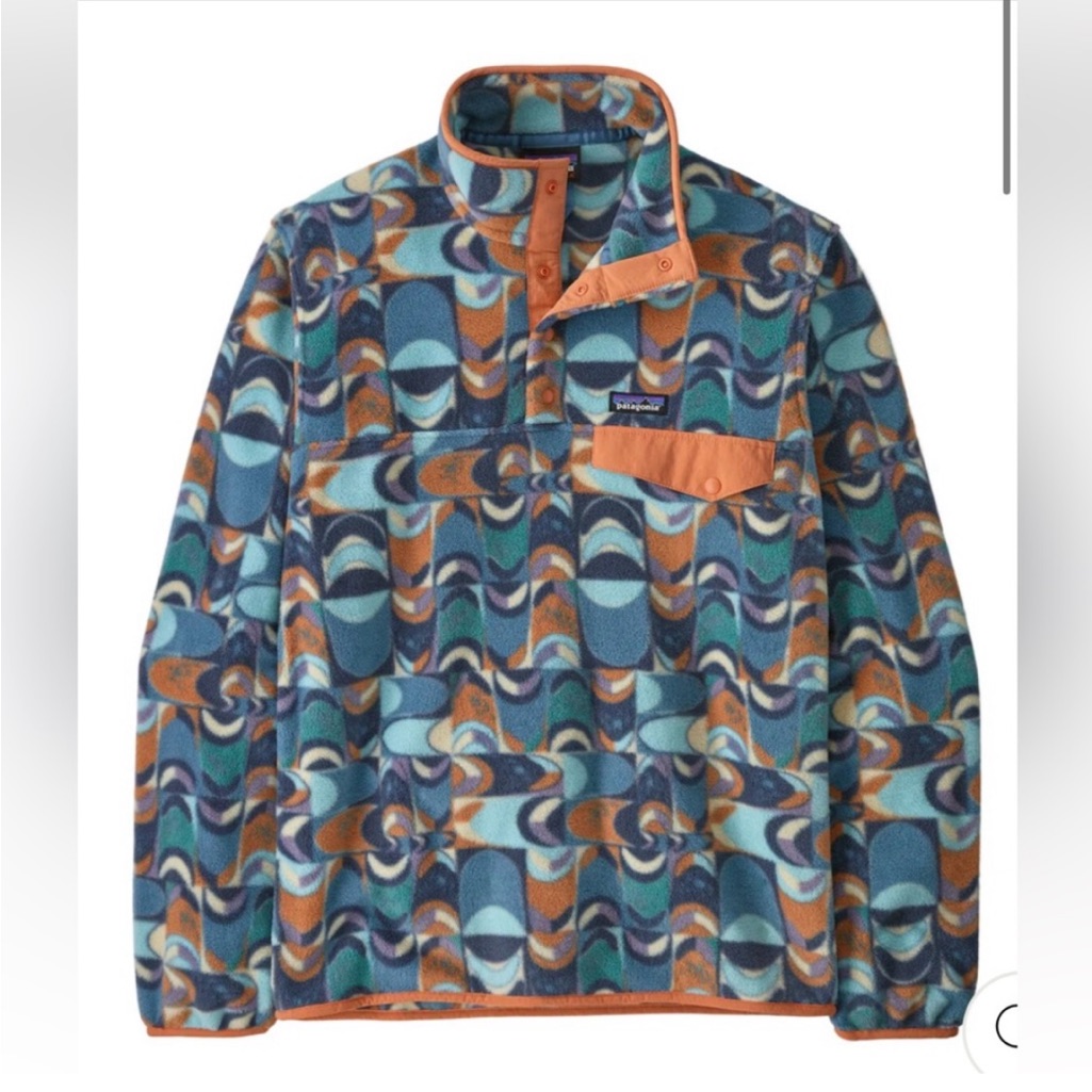 Patagonia - M's Lw Synchilla Snap-T P/O - Swallowtail Geo: Still Blue Medium Nwt